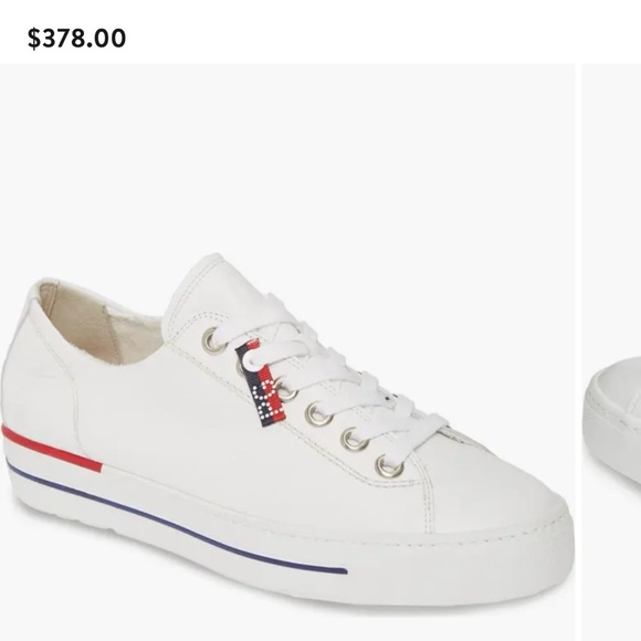Paul Green Carly Low Top Leather Sneaker US Size 7.5 | Lace Up Shoes White